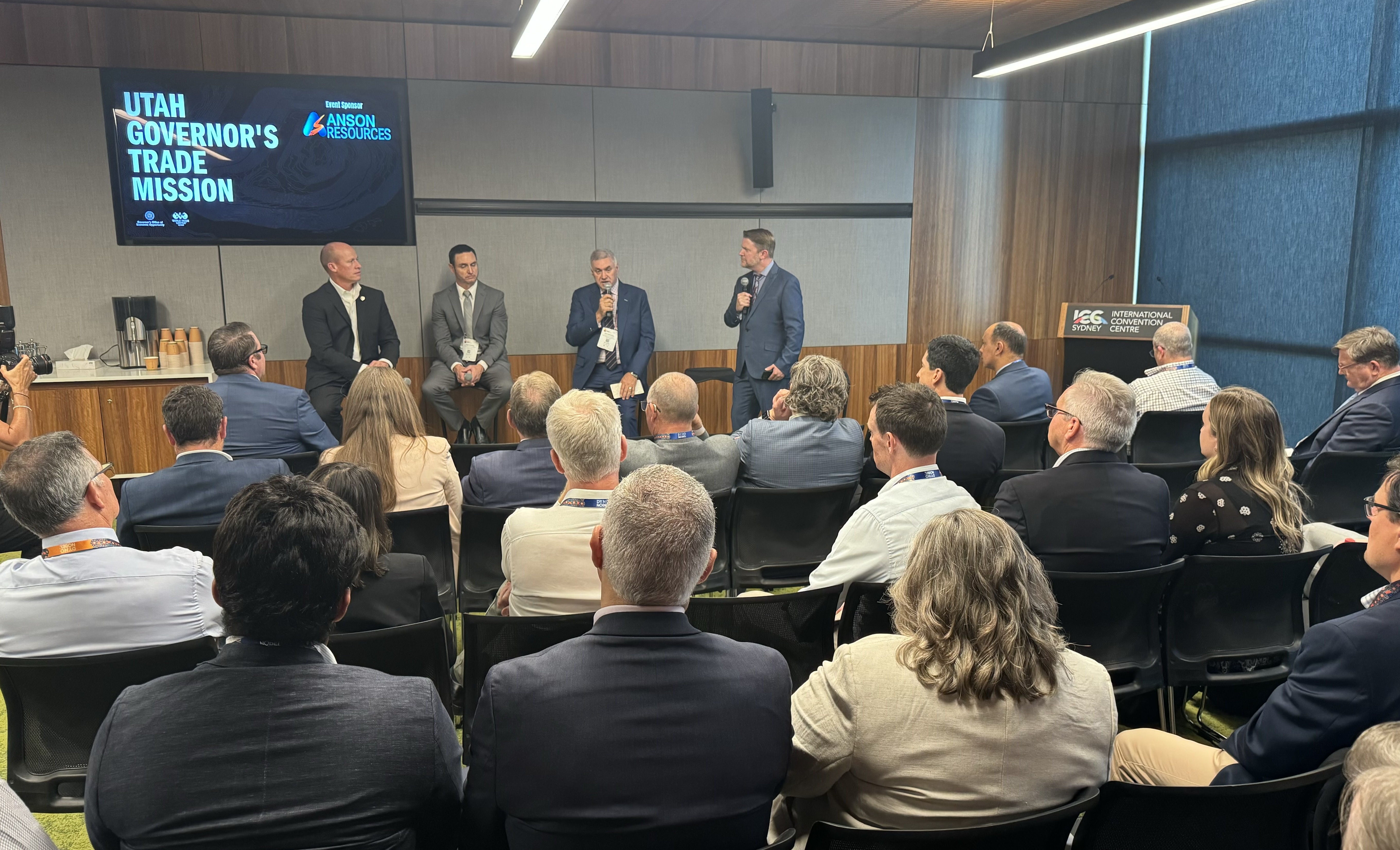 Delegates from the World Trade Center Utah Trade Mission participate in a roundtable discussion about mining opportunities in Utah at the International Mining & Resources Conference in Sydney, Australia, on Wednesday.