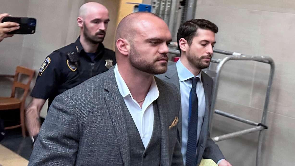 Former New York state trooper Thomas Mascia leaves Nassau County court in Mineola, N.Y., on May 21. Mascia was sentenced to six months in jail on Wednesday for faking his own shooting.