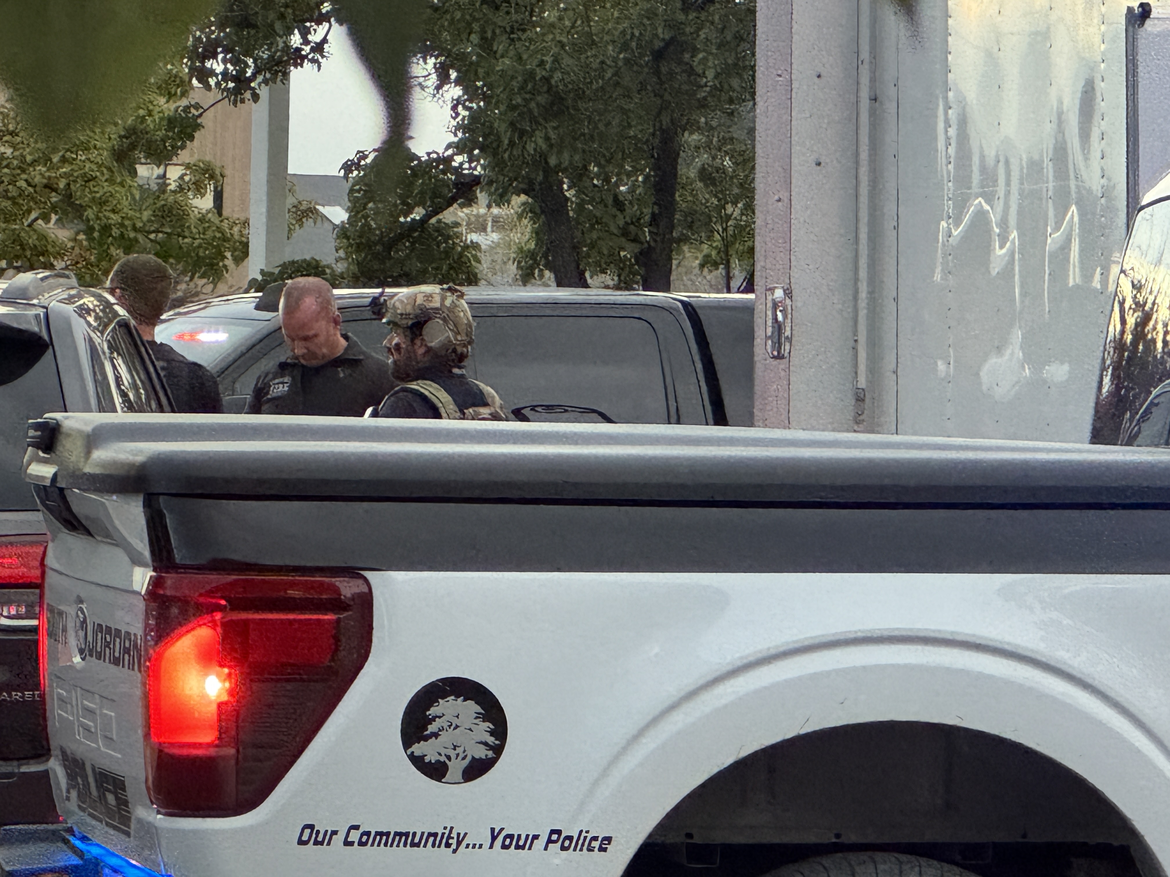 South Jordan police on Wednesday investige a situation near City Hall.