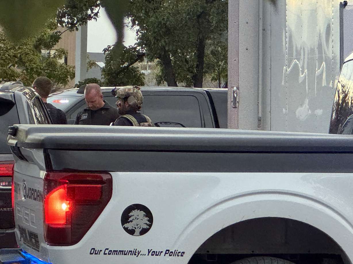 South Jordan police on Wednesday investige a situation near City Hall.