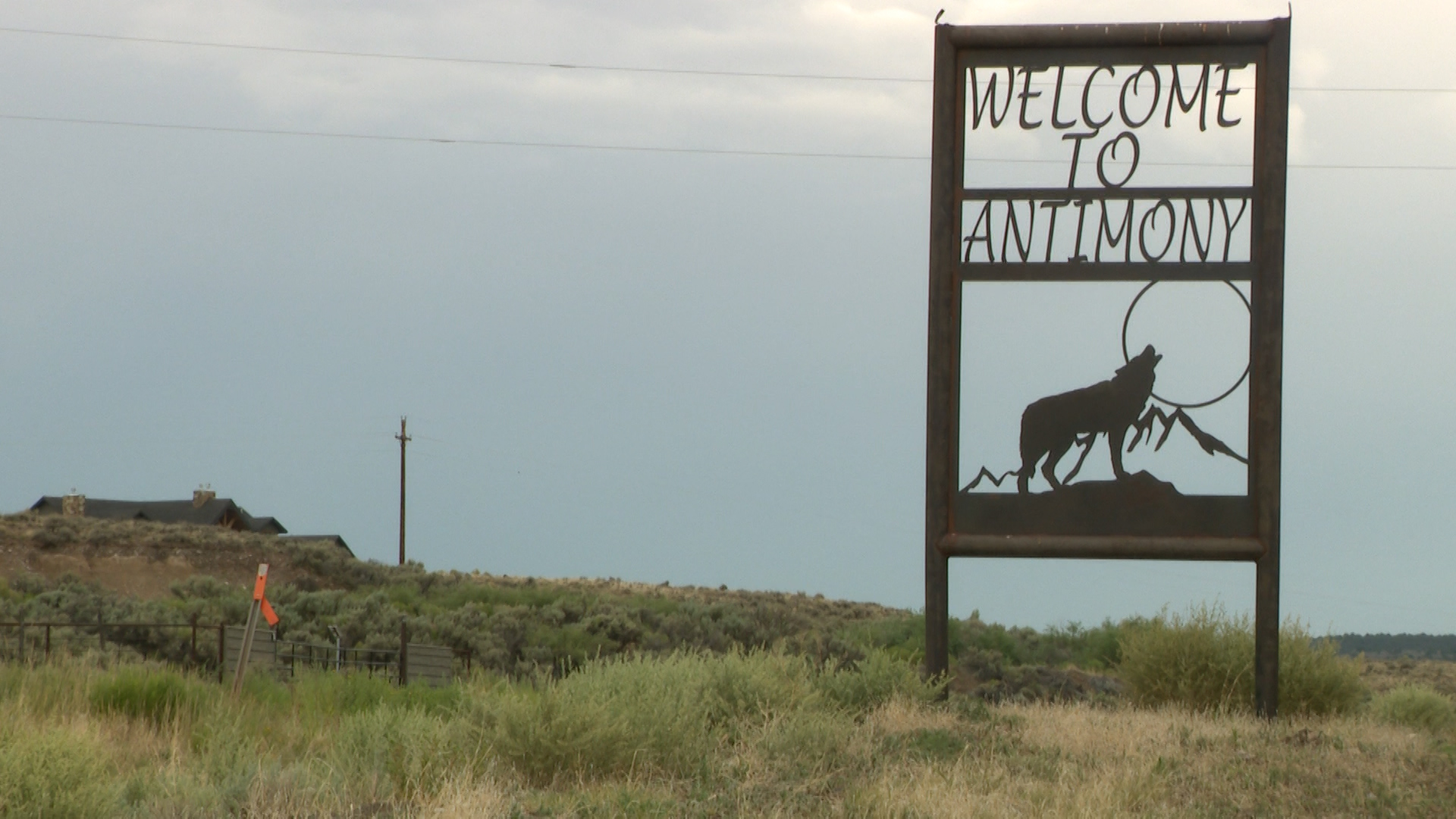 The Welcome to Antimony sign, Wednesday. Trigg Minerals' proposed mining project is causing division among residents in Antimony, Garfield County.