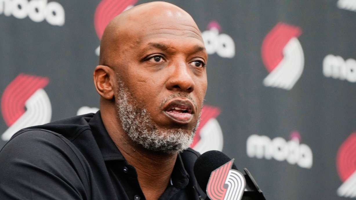 FILE - Portland Trail Blazers head coach Chauncey Billups speaks during an NBA basketball press conference, Friday, June 27, 2025, in Portland, Ore.