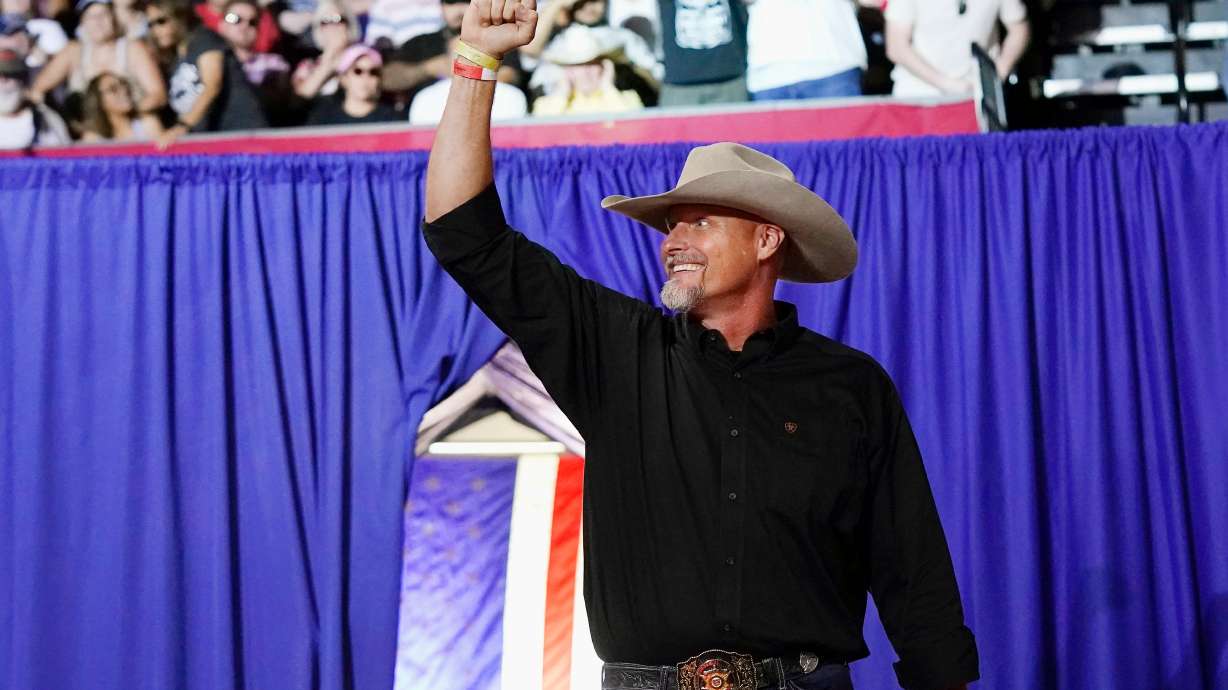 Pinal County Sheriff Mark Lamb at a Save America Rally, July 22, 2022, in Prescott, Ariz. Lamb, known as "America's sheriff," is running for Congress as the race to 2026 continues to heat up.