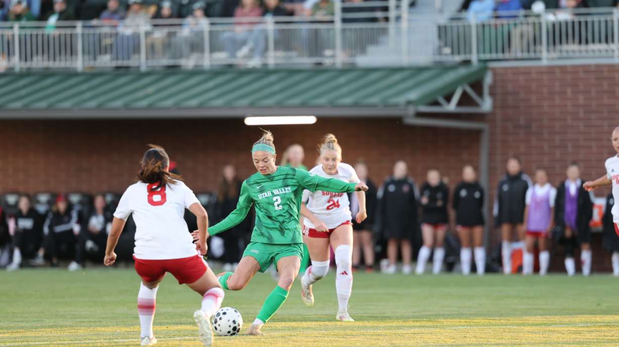 Faith Webber scored a school-record five goals to lead Utah Valley to an 8-0 win over Southern Utah, Thursday, Oct. 23, 2025 at UCCU Stadium in Orem.