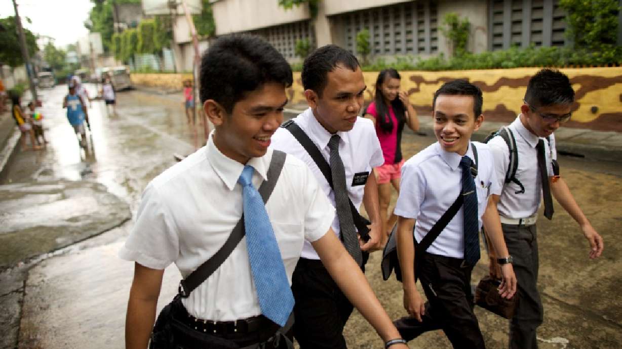 Missionaries of the Church of Jesus Christ of Latter-day Saints serve in the Philippines. The church announced 55 new missions will be created next year by adjusting the boundaries of existing missions.