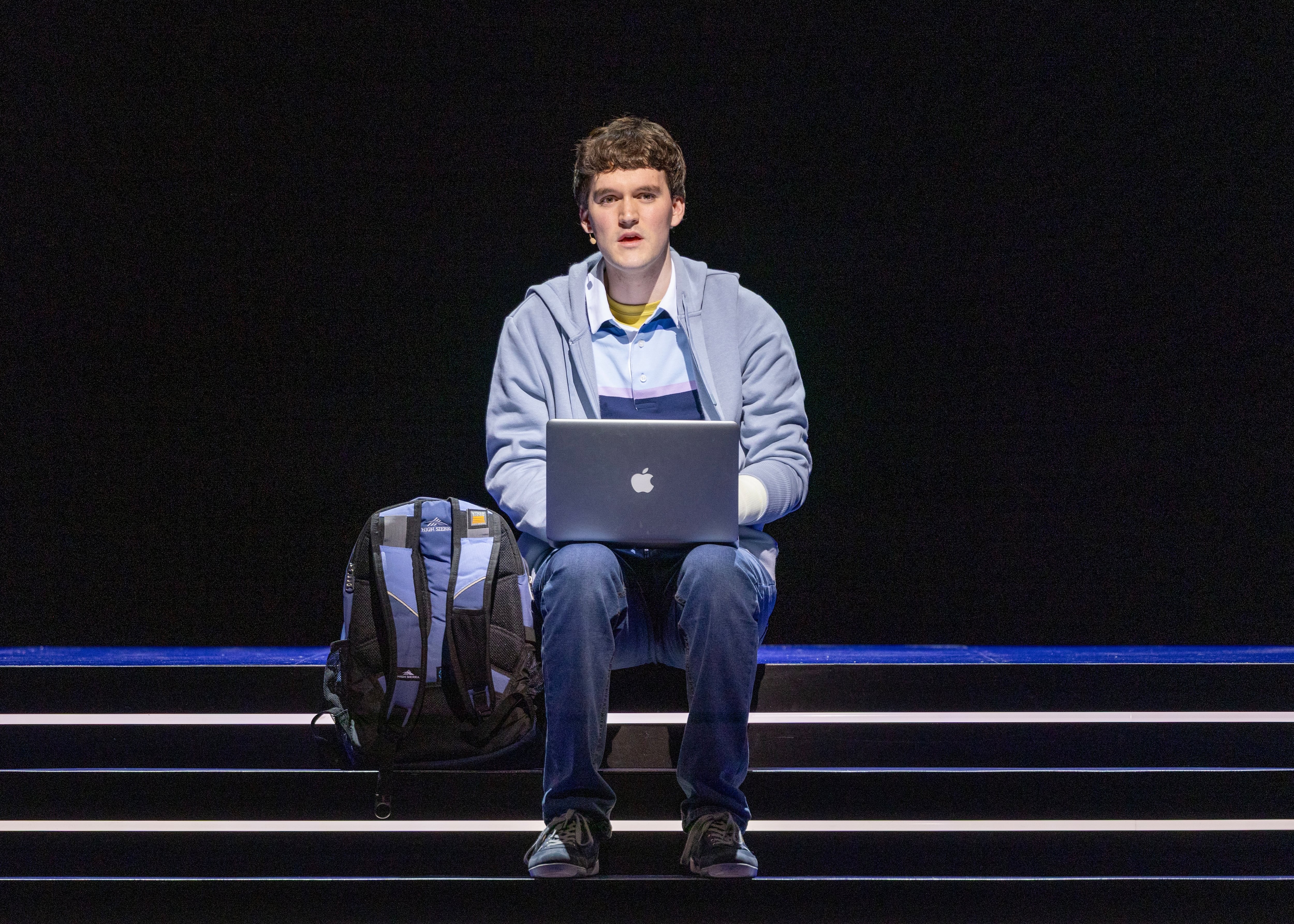 Actor Kyle Dalsimer as Evan Hansen in “Dear Evan Hansen,” which runs at Pioneer Theatre Company in Salt Lake City through Nov. 8. The musical carries an important message for those struggling with their mental health.