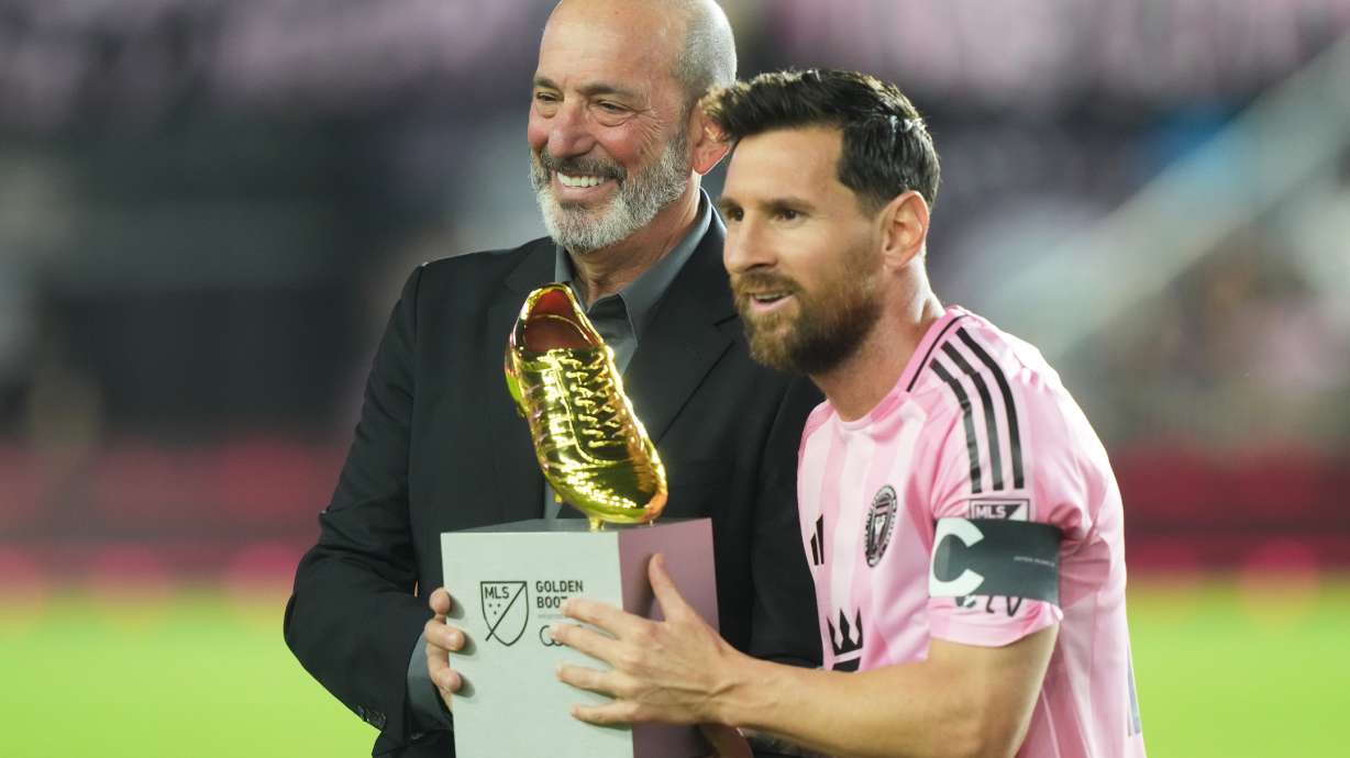 Messi gets trophy, then has two goals to lift Inter Miami past Nashville 3-1 in playoff opener | KSL.com