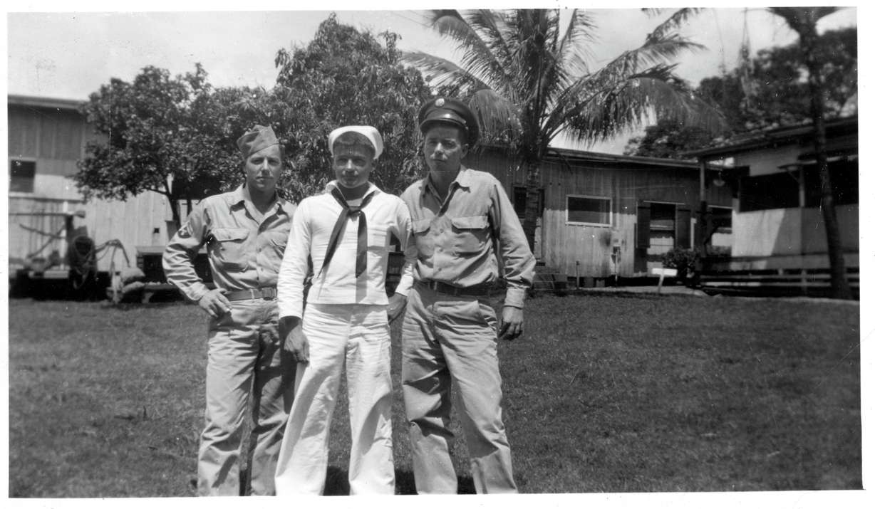 Don C Stephens, in his Navy uniform, with two friends in the 1940s. Stephens turned 100 on Oct. 12 and will be honored at the Utah Centenarian Veteran Celebration in Salt Lake City on Nov. 6.