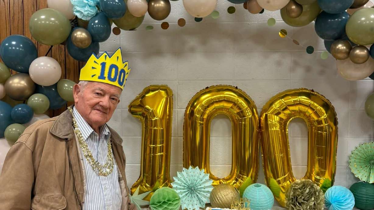 Don C Stephens at a birthday party where he turned 100 on Oct. 12. He will be honored at the Utah Centenarian Veteran Celebration in Salt Lake City on Nov. 6.