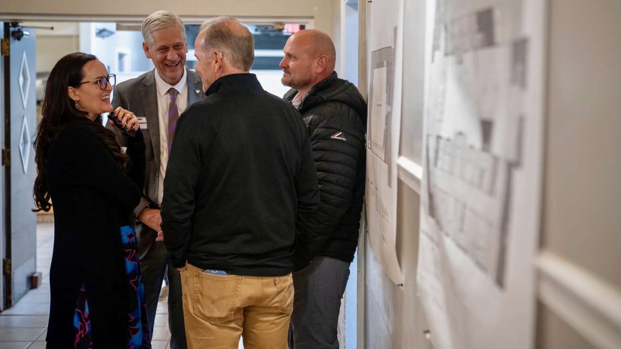Weber Housing Authority Executive Director Andi Beadles, left, said the search continues in Weber County for a facility for the disabled and chronically homeless population. She's pictured Jan. 13 at the ex-Aspen Care Center in Ogden.