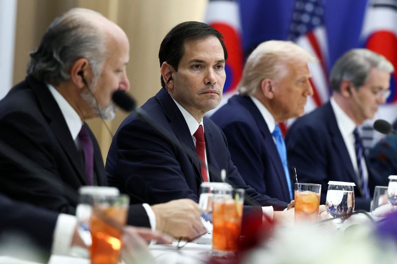Secretary of State Marco Rubio looks on during a meeting between President Donald Trump and South Korean President Lee Jae Myung on the sidelines of the Asia-Pacific Economic Cooperation leaders' summit in Gyeongju, South Korea, Wednesday.