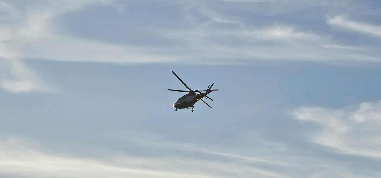 A Life Flight helicopter responds to a paraglider crash that turned fatal at Confluence Park on Thursday evening.