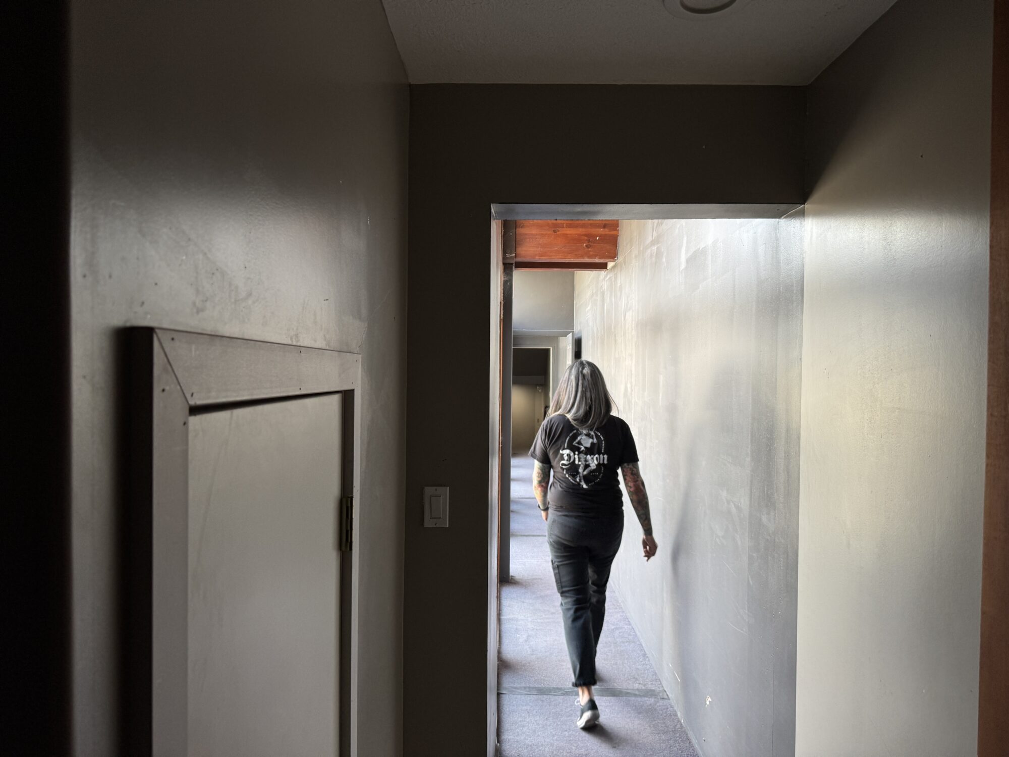 A woman walks inside the Great Saltair in Magna on Thursday.