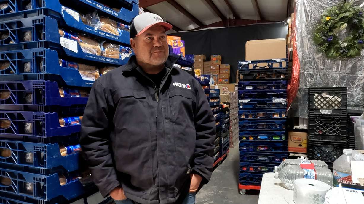 Mike Larson, founder of Tri-City Exchange in North Logan, talks to KSL-TV on Thursday. Larson said demand at the exchange has increased dramatically, especially from federal worker families.