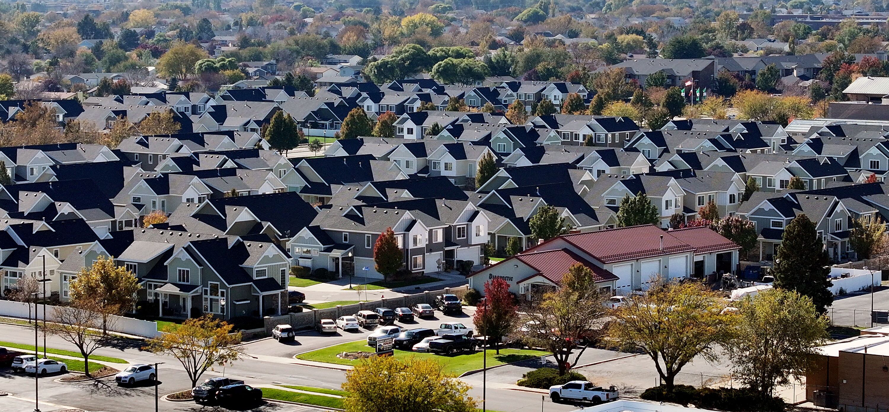 Homes in Riverton on Wednesday. Along the Wasatch Front, and around the rest of the state, voters are grappling with similar tradeoffs: how to increase the attainability of homeownership while managing the associated increases in traffic and stress on local resources.