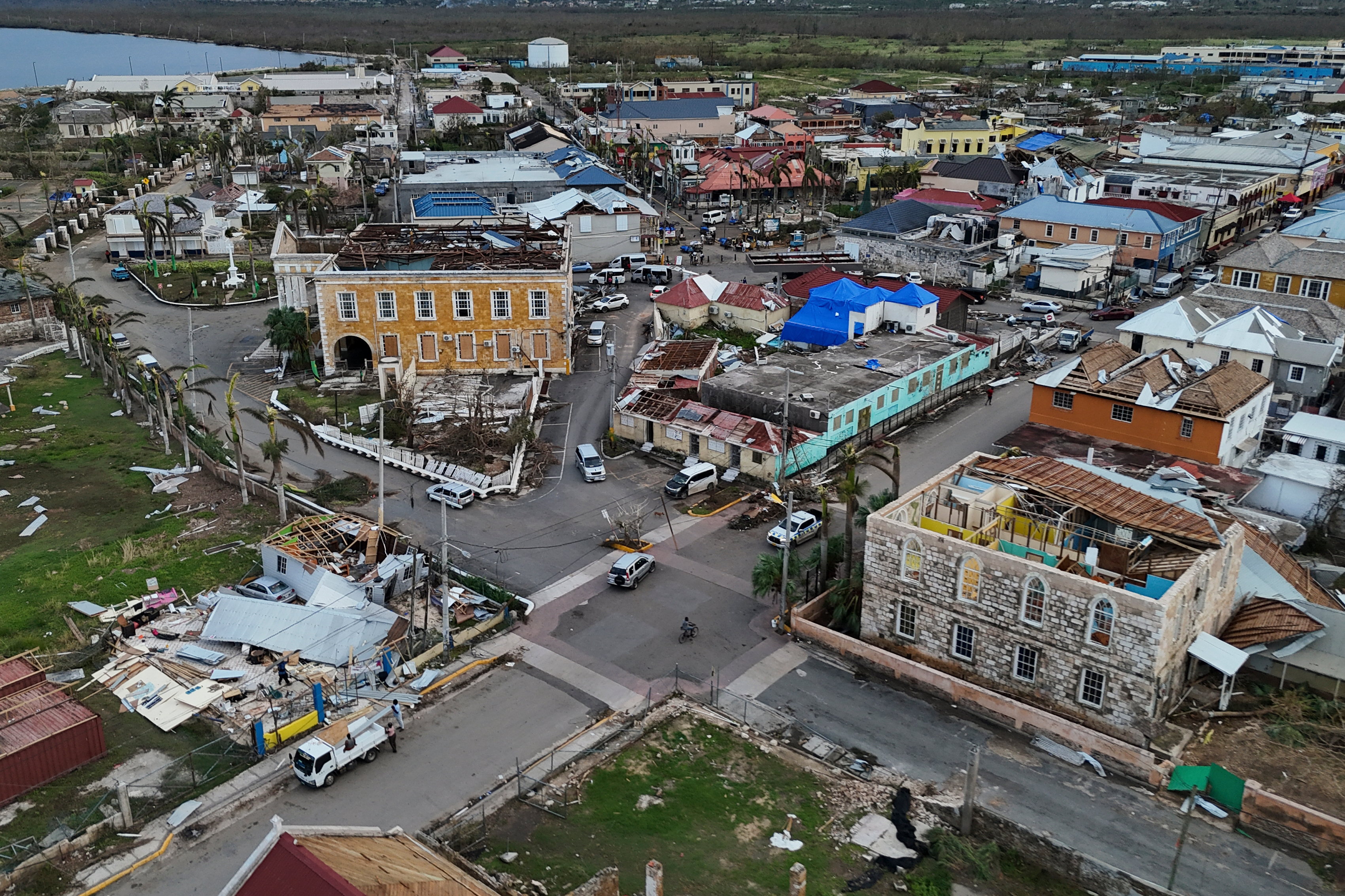 An aerial view of Falmouth, Jamaica, Oct. 31, in the aftermath of Hurricane Melissa. It formed as part of the Atlantic hurricane season, and was one of the season's most devastating so far.