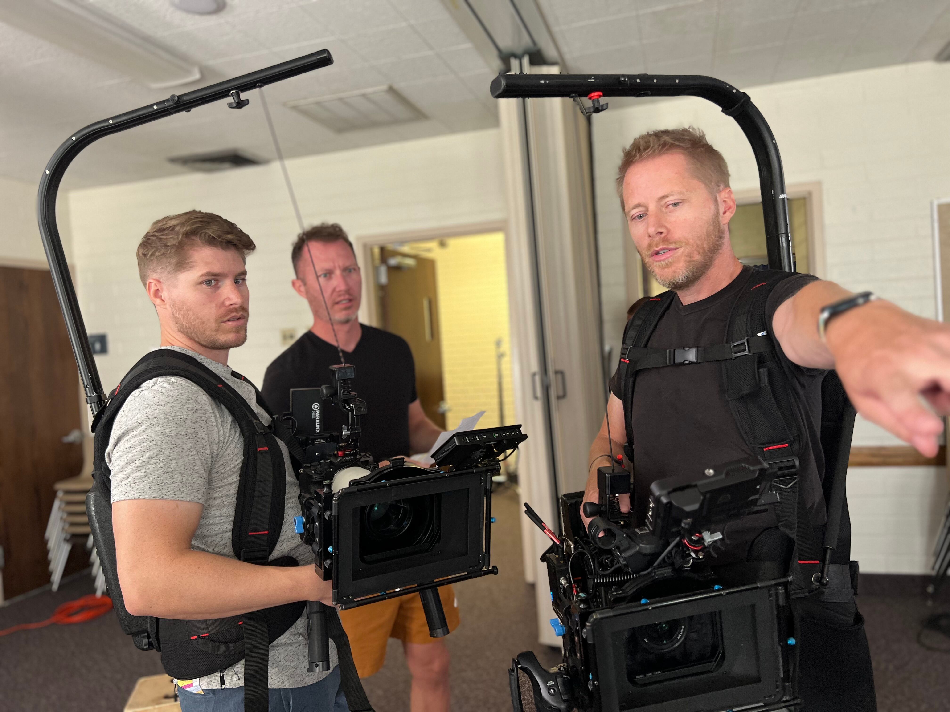 While filming a spot for Boncom, Taylor Lewis, left, Rhett Lewis, middle and Burke Lewis plan the next shot. From an Amazon spot to the "Disagree Better" campaign, the northern Utah brothers have built their film company over the course of decades.