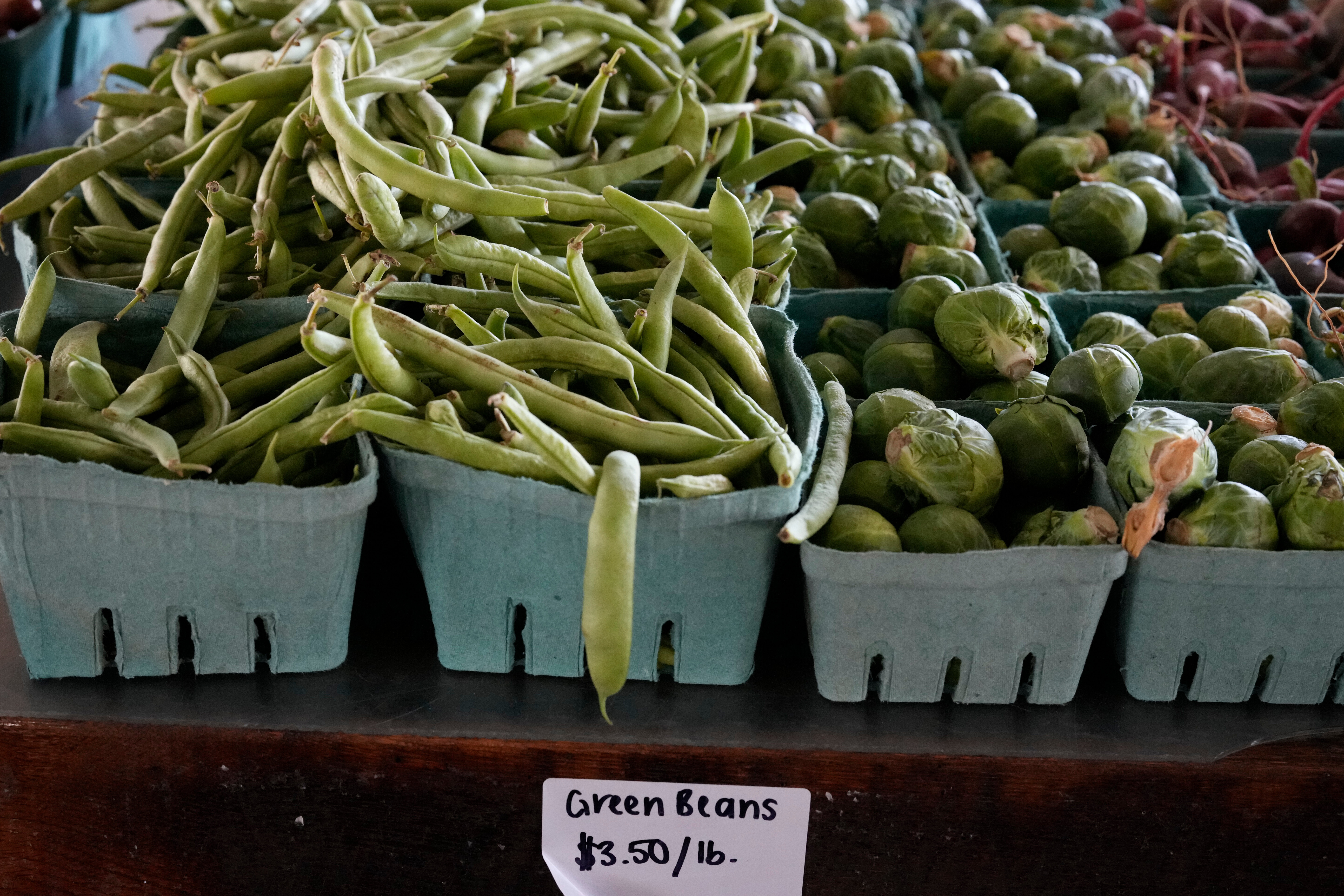 Produce, which is covered by the USDA Supplemental Nutrition Assistance Program (SNAP), is displayed for sale at a farmers market Friday, in Nashville, Tenn.
