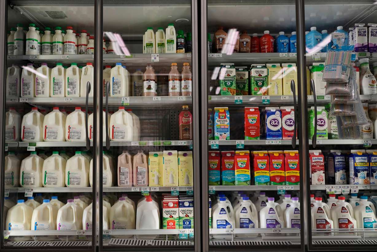 Dairy products at a grocery store, Oct. 31, in Nashville, Tenn. Dairy imports from Canada are on a list of banned products introduced by the U.S. as of late Monday.