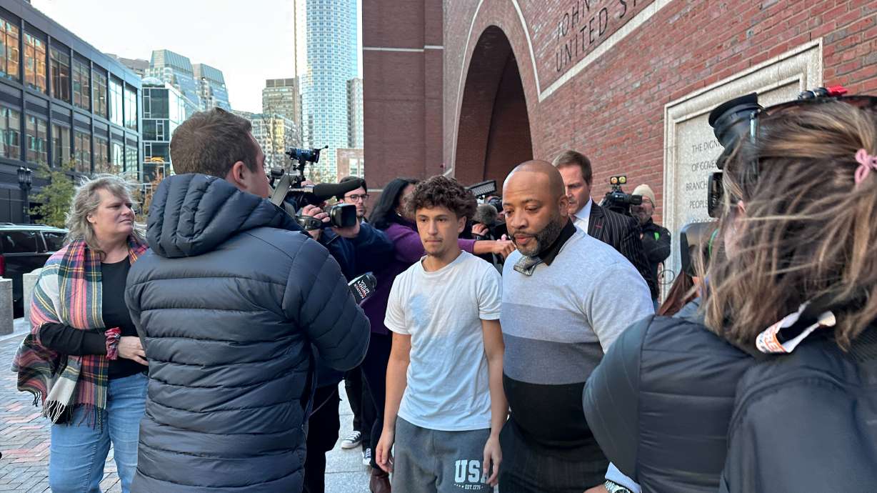 Dominick Frank Cardoza, one of the two suspects accused in connection with a weekend explosion at Harvard Medical School, leaves federal court, Tuesday in Boston.
