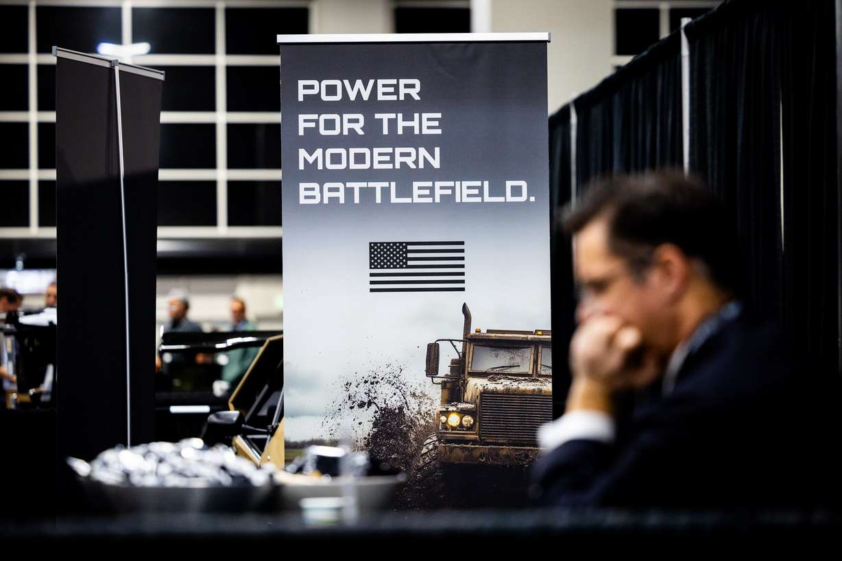 A sign advertising Hypercraft is displayed at the 2025 Zero Gravity Summit hosted by 47G Utah Aerospace & Defense at the Salt Palace Convention Center in Salt Lake City on Tuesday.