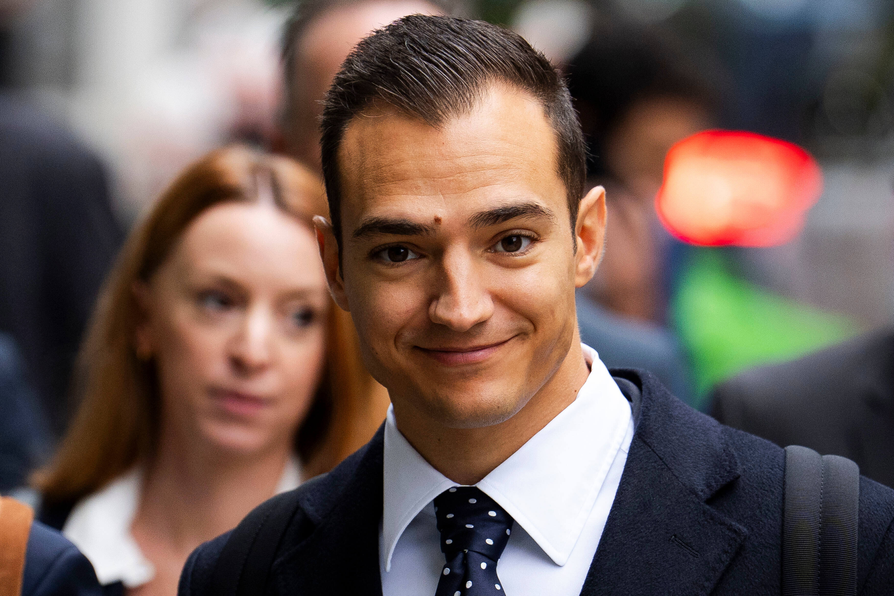 Spanish racing driver Alex Palou, arrives at the Rolls Building of the Royal Courts of Justice to give evidence in McLaren's legal claim against him, in central London, Friday, Oct. 10, 2025.