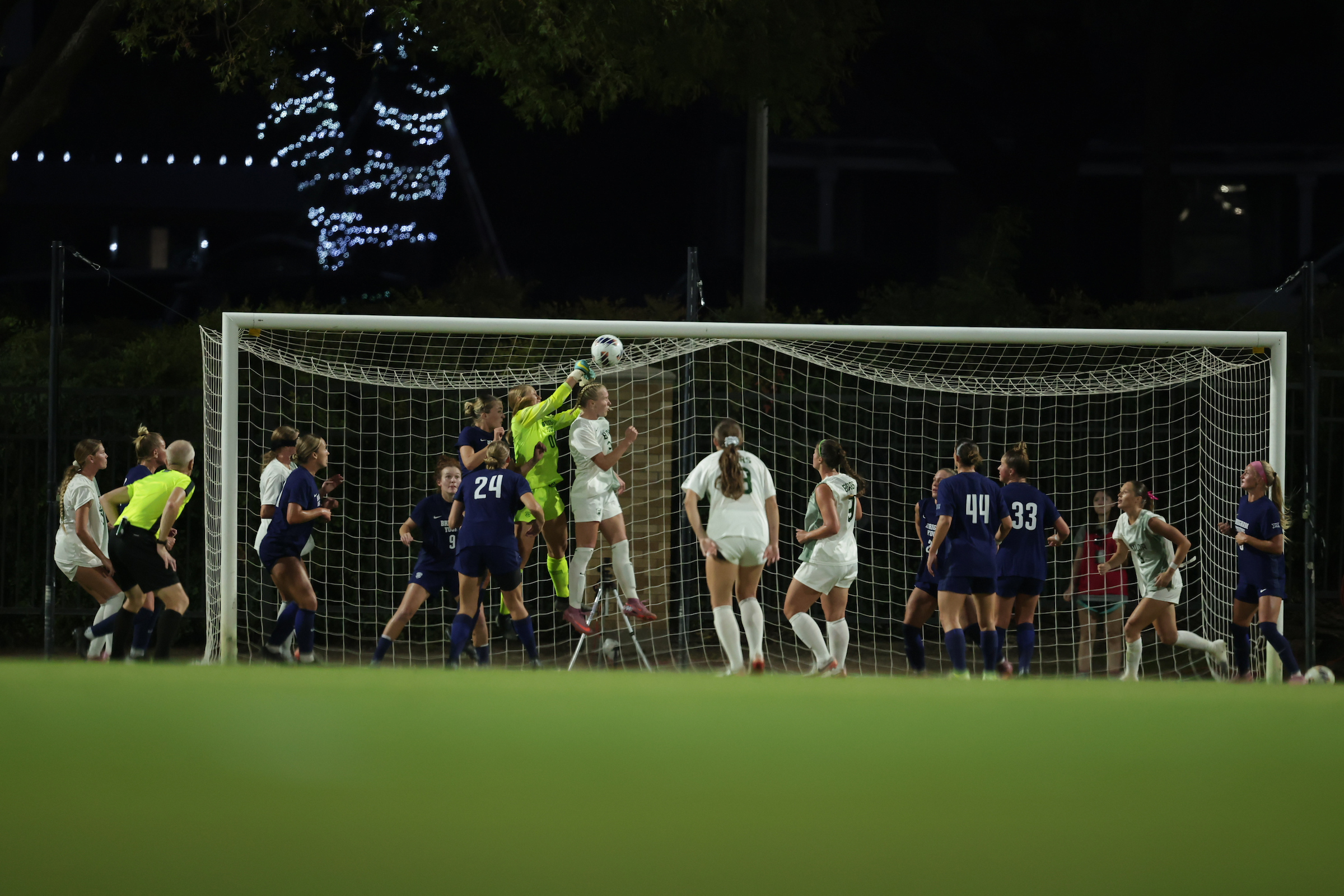 BYU goalkeeper Chelsea Peterson made three saves to earn her first 90-minute shutout since transferring from Utah in a 4-0 win over Baylor, Wednesday, Nov. 5, 2025 at the Big 12 soccer tournament in Fort Worth, Texas.