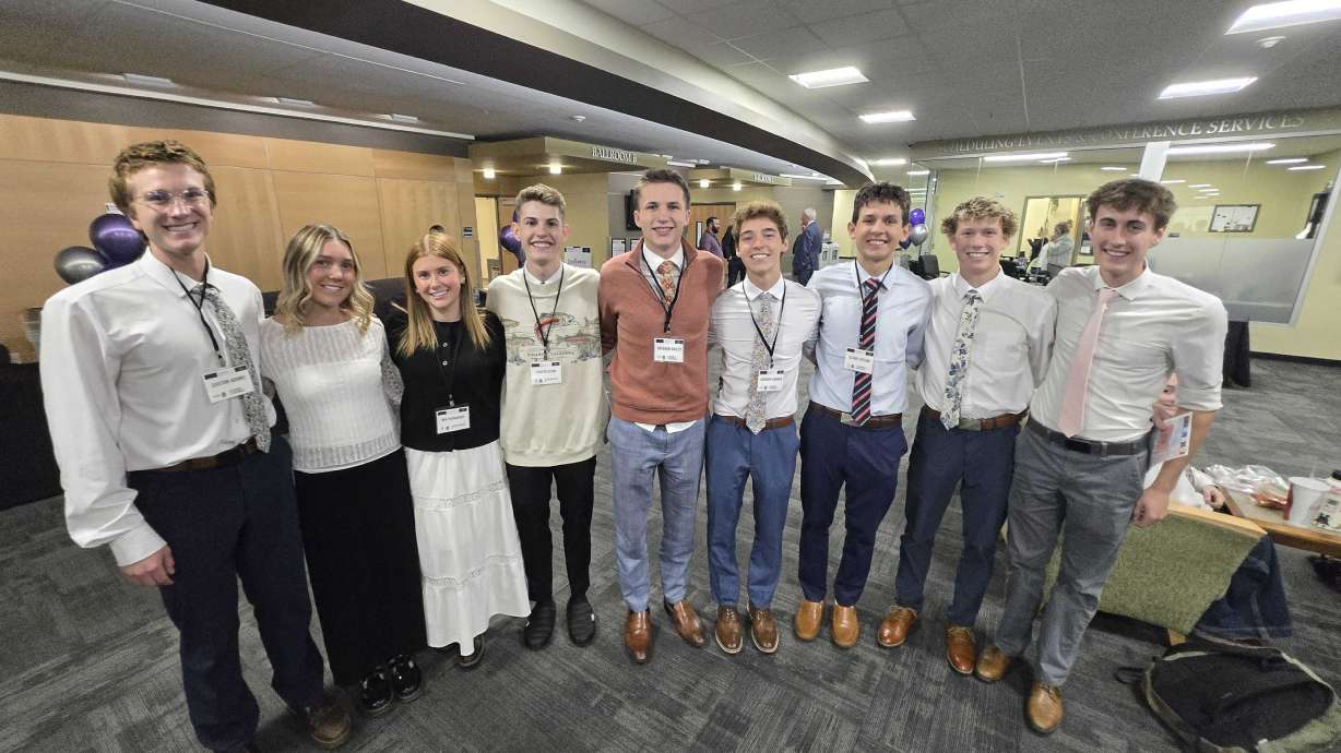 Weber High School students at the WeberBiz Invitational High School Case Competition on Wednesday, which drew a record 160 students from 13 high schools across the state, to compete for scholarships and cash prizes.