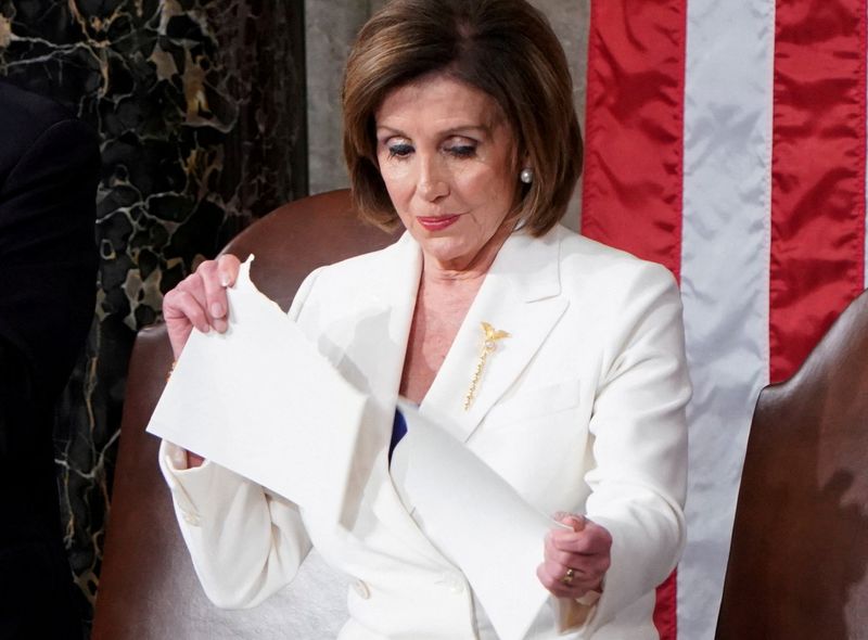 Speaker of the House Nancy Pelosi (D-CA) rips up President Donald Trump's speech following his State of the Union address to a joint session of the U.S. Congress in Washington, Feb. 4, 2020.