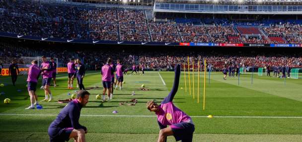 Barcelona trains at Camp Nou for first time in over 2 years as stadium remodeling continues