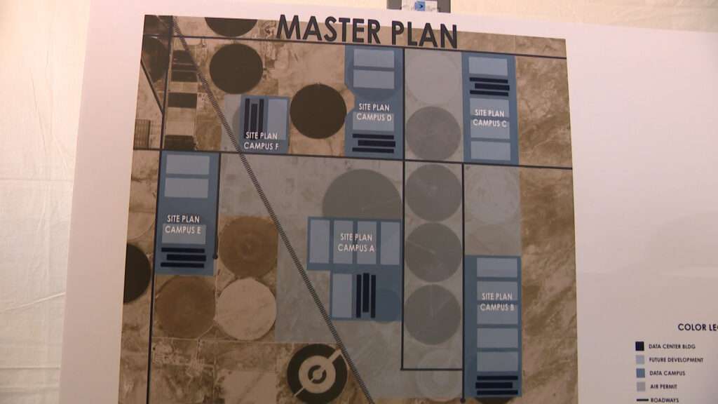 The master plan for a new artificial intelligence data center in Millard County will be shown Thursday. The foundation was laid on Thursday.