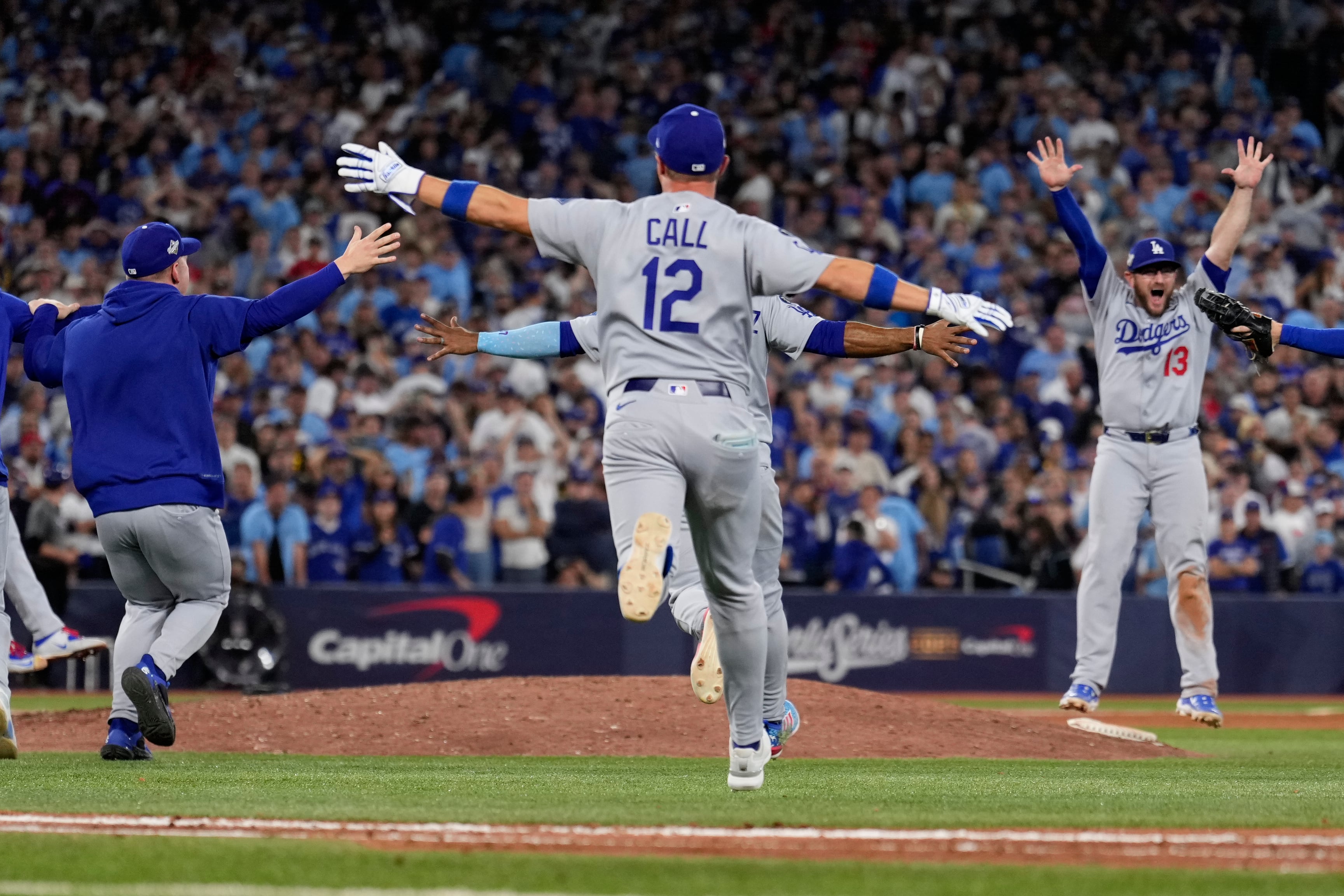 The Los Angeles Dodgers celebrate their win against the Toronto Blue Jays in Game 7 of the World Series, Sunday, in Toronto. Two U.S. senators, including Utah Sen. Mike Lee, are taking another swing at ending MLB's antitrust exemption law.