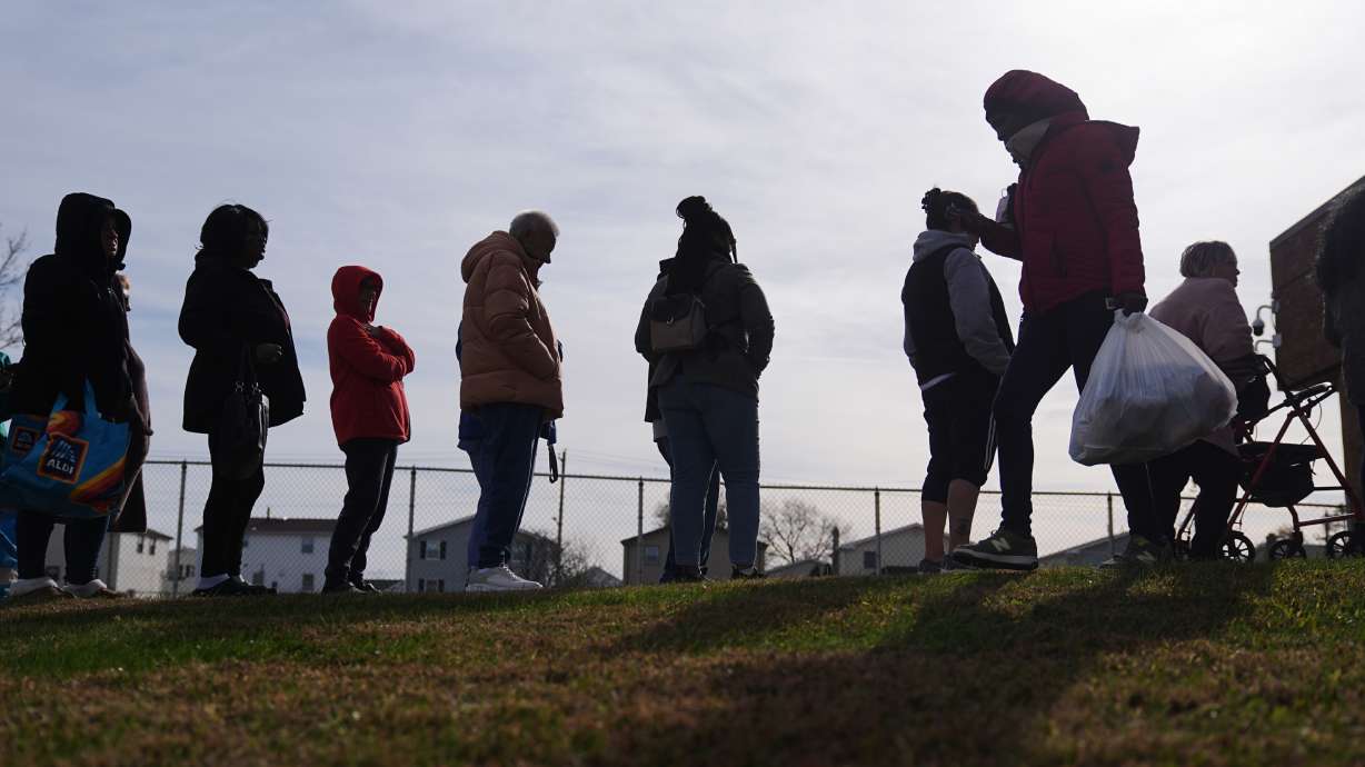 People at an emergency food distribution at The Jewish Federation of Greater Philadelphia's Mitzvah Food Program in Philadelphia, Friday. The Supreme Court granted the Trump administration's emergency appeal to temporarily block a court order to fully fund SNAP food aid payments amid the government shutdown.