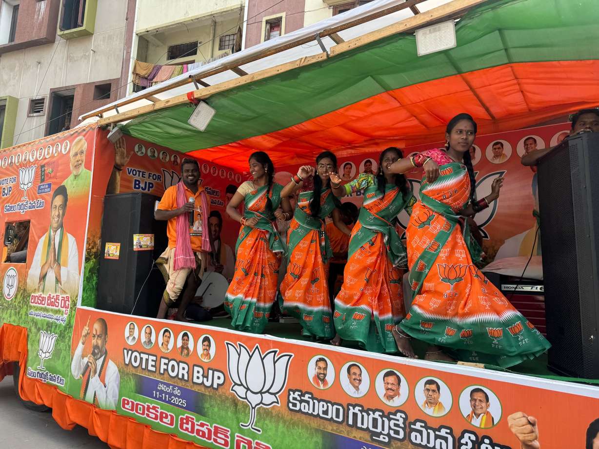 A political rally, held by the BJP Party, in a residential area is pictured in Hyderabad city, India. State Rep. Jason Thompson is part of a delegation led by Utah Senate President Stuart Adams on a trade mission in India.