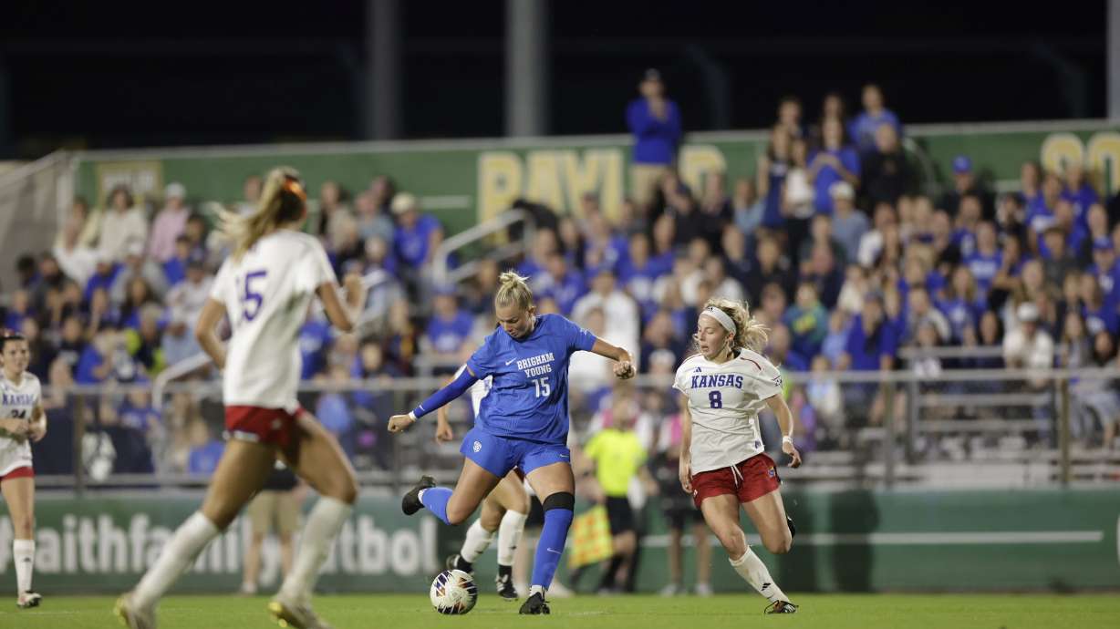BYU's Ellie Walbroch scored her fifth goal in three matches to beat Kansas in the Big 12 women's soccer tournament championship match, Saturday, Nov. 8, 2025 in Waco, Texas.