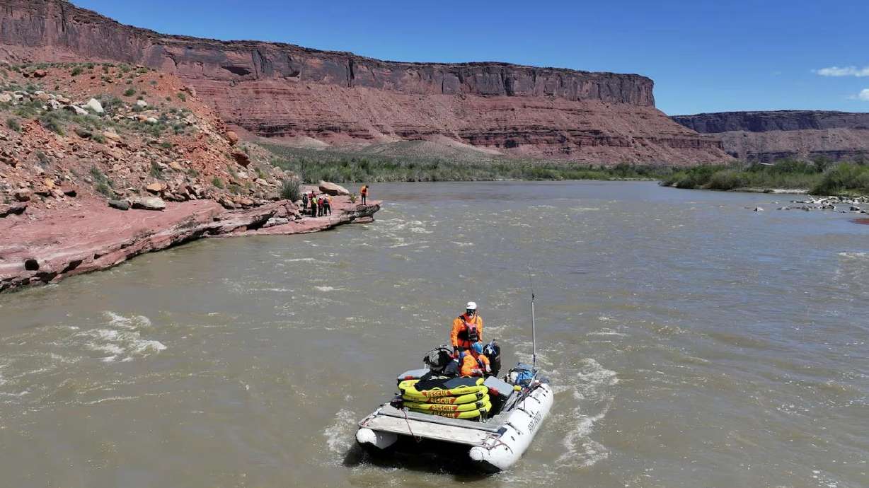 A boat floats along the Colorado River in Grand County on April 29. A coalition of over 70 groups with ties to the Colorado River is seeking at least $2 billion in drought mitigation funds amid "intensifying water supply challenges."