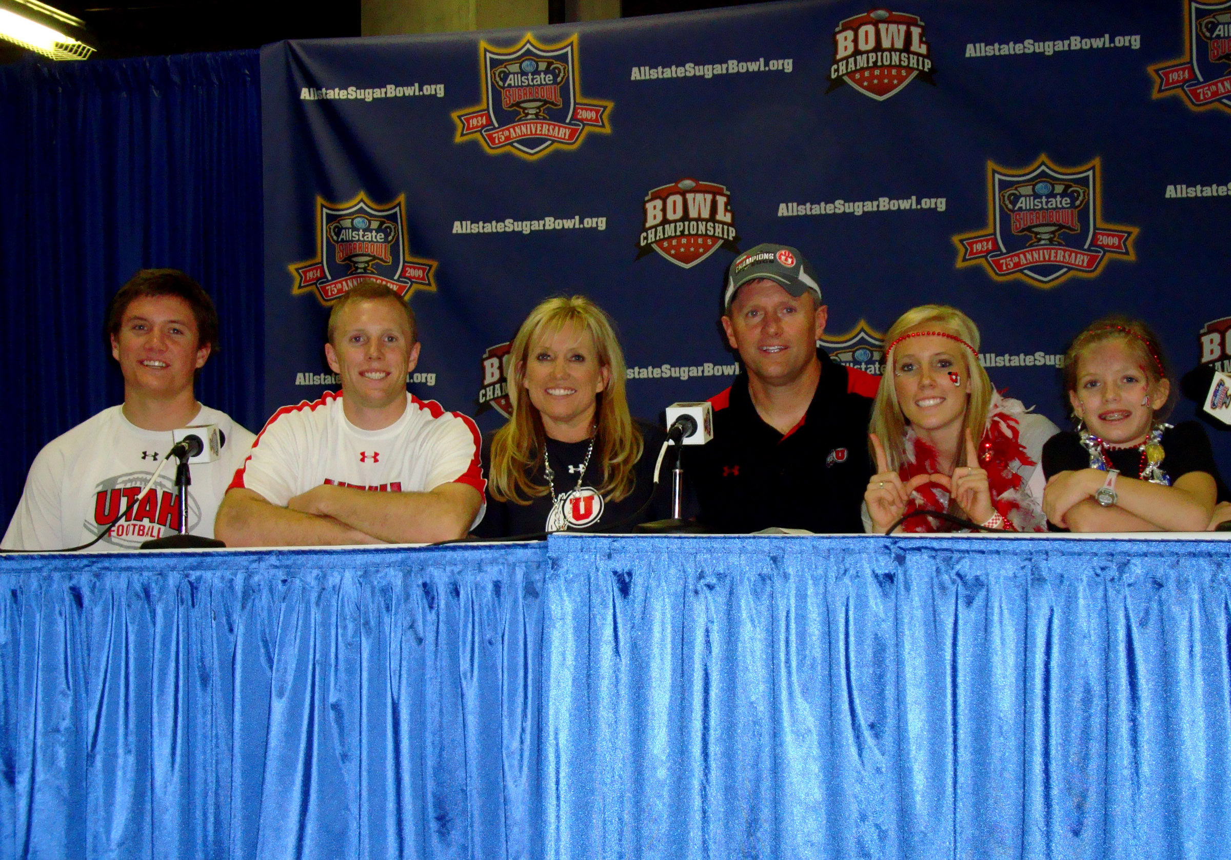 The Whittingham family at the 2009 Sugar Bowl. Left to right - Alex, Tyler,Jamie, Kyle, Melissa and Kylie.