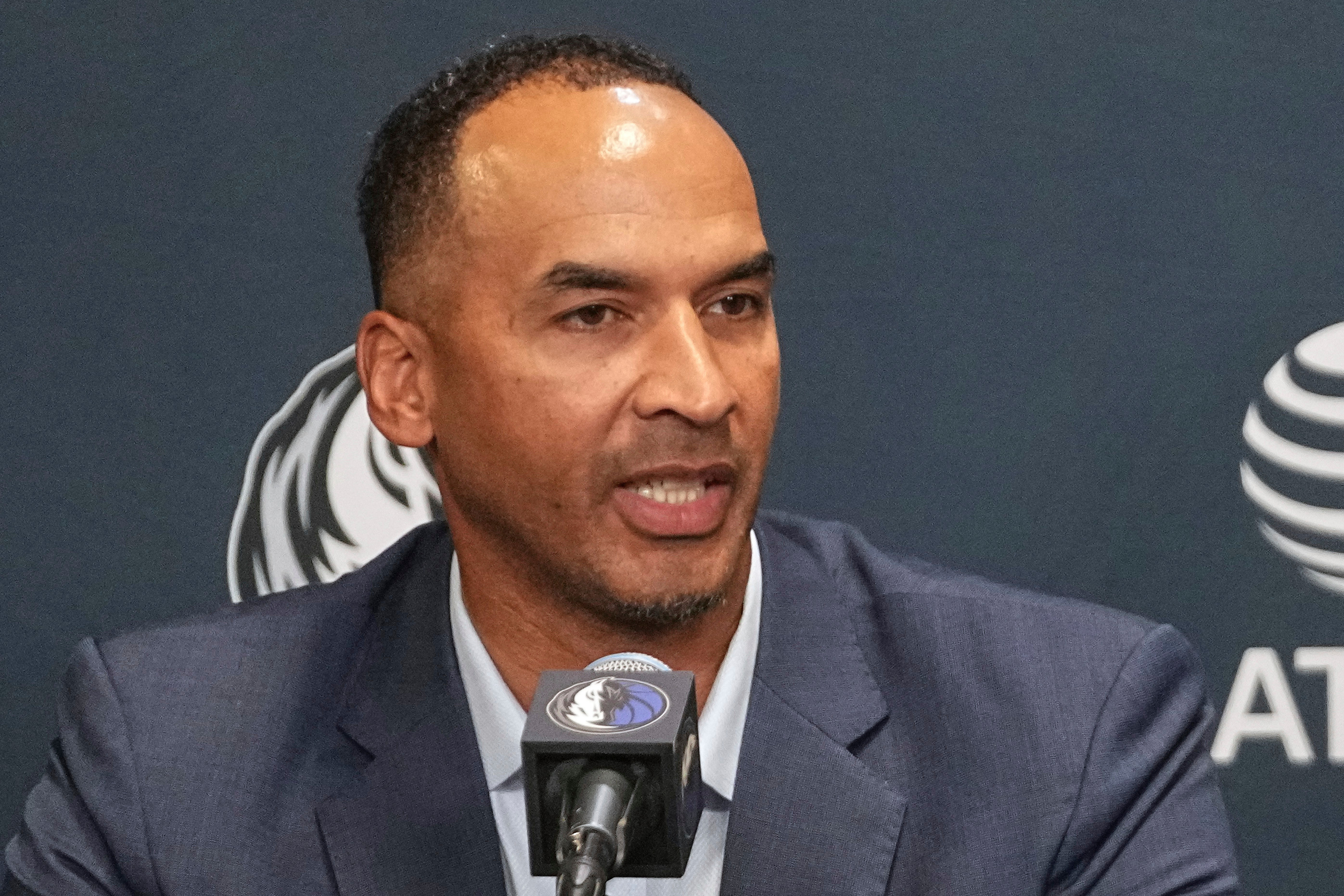 Dallas Mavericks general manager Nico Harrison speaks during a press conference at the NBA basketball team's basketball practice facility, Friday, June 27, 2025, in Dallas.