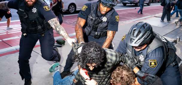 Protesters clash with police at Berkeley Charlie Kirk tribute event
