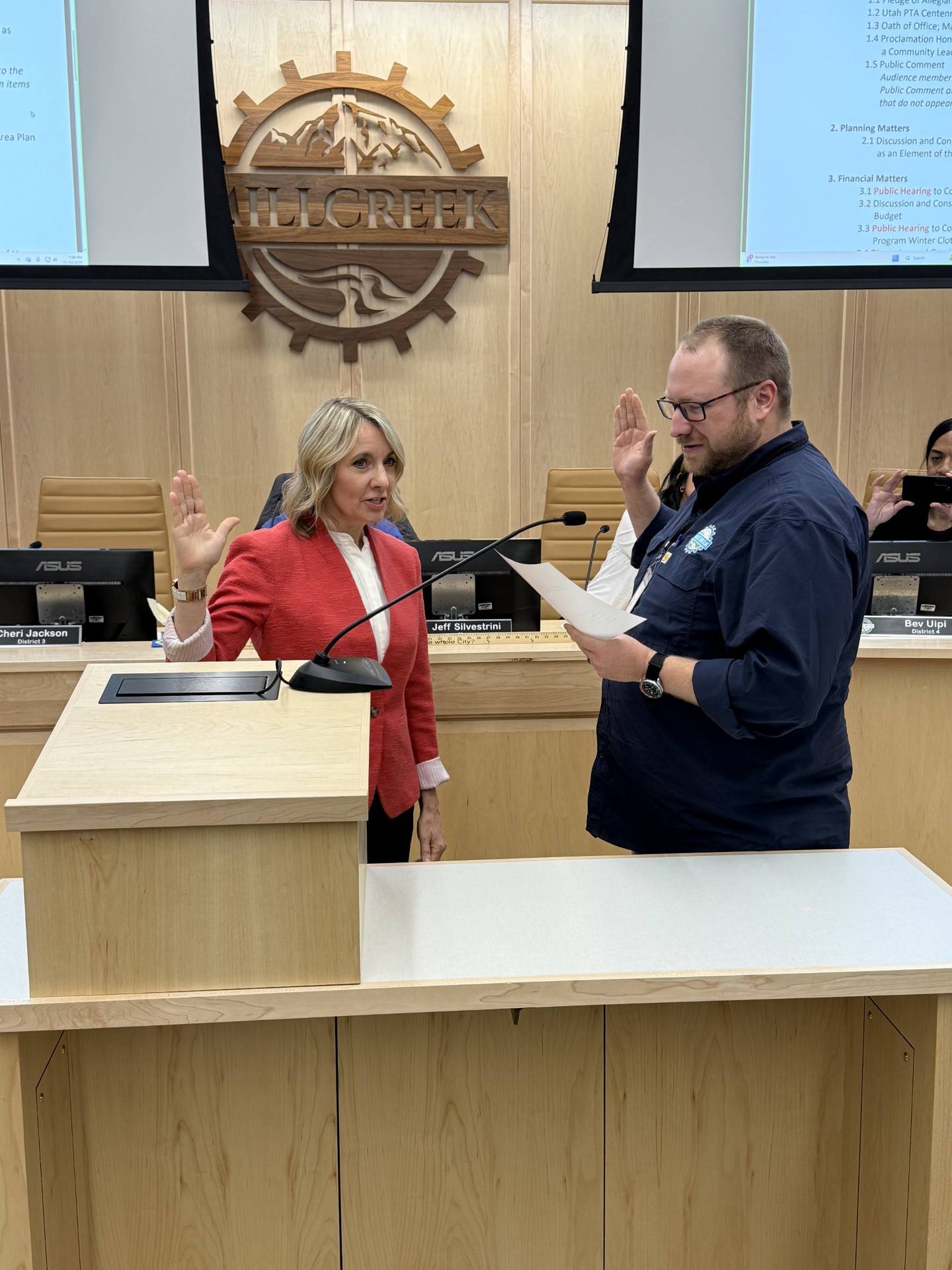 Cheri Jackson is sworn-in as the new mayor of Millcreek on Monday.