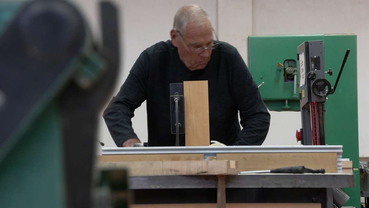 John Baker makes a flute at Salt Lake Community College, Monday. Baker is a regular in Arlo Johnson's classes, having taken them eight times.