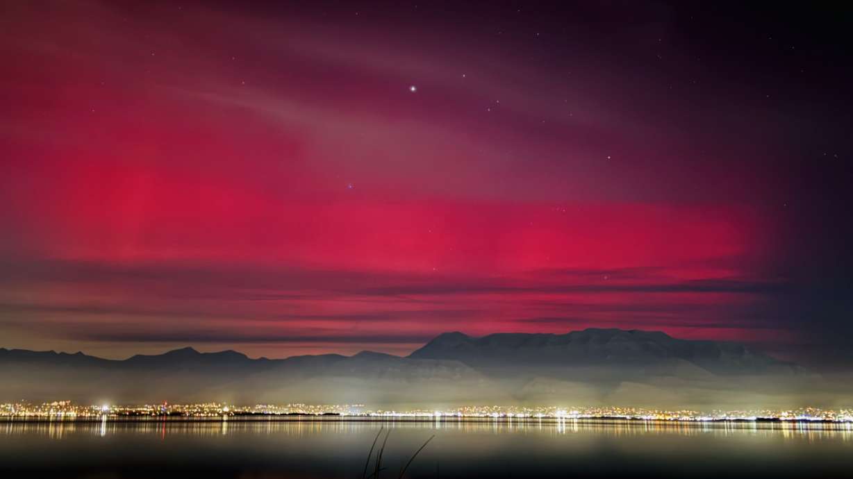 The northern lights as seen in Saratoga Springs on Nov. 11, 2025. Utah and other parts of the West could see the spectacle again Thursday night, according to the National Weather Service Space Weather Prediction Center.