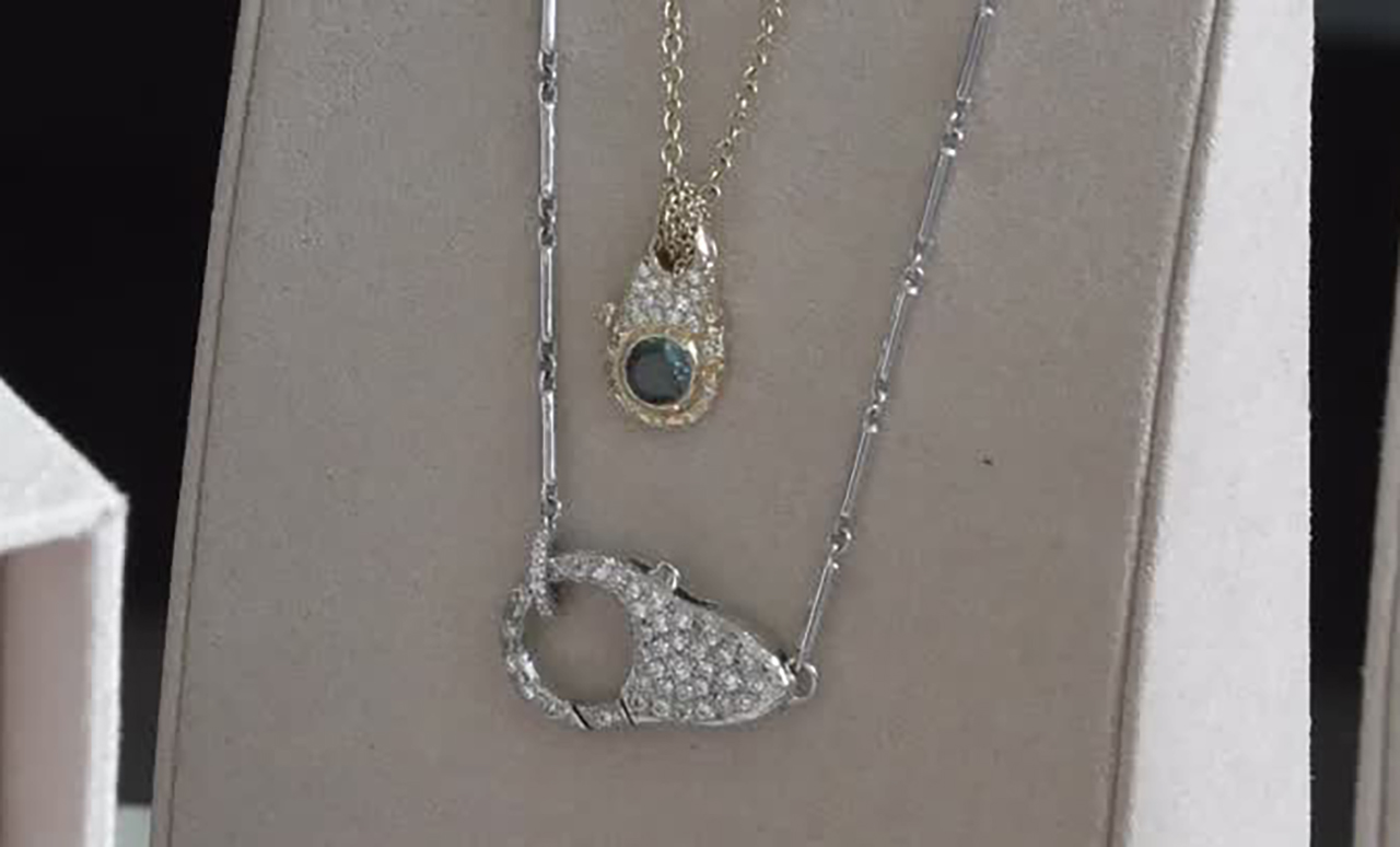 Orders have skyrocketed and website traffic is up 800% at Audry Rose Jewelry in Park City since Taylor Swift was spotted wearing their lock necklace paired with a diamond trail lariat, shown Tuesday.