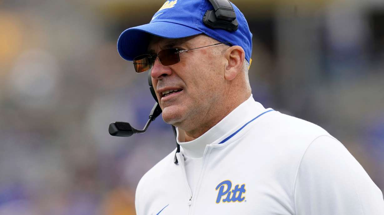 FILE - Pittsburgh head coach Pat Narduzzi looks on during the first half of an NCAA college football game against Clemson Saturday, Nov. 16, 2024, in Pittsburgh.