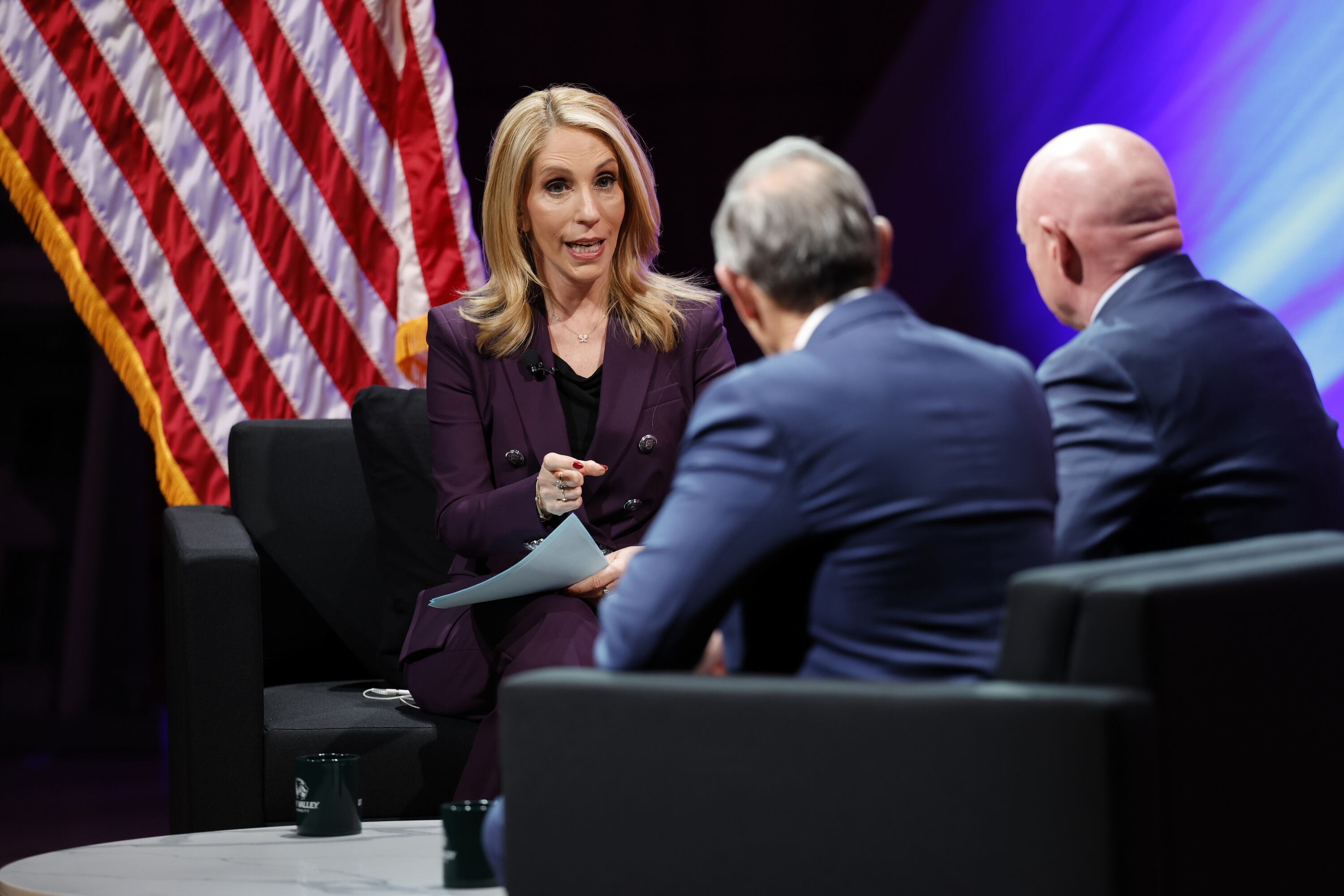 CNN's Dana Bash speaks with Utah Sen. John Curtis and Arizona Sen. Mark Kelly during a CNN town hall in the Noorda Center at Utah Valley University in Orem on Wednesday. The discussion took place two months after the assassination of Charlie Kirk on campus.