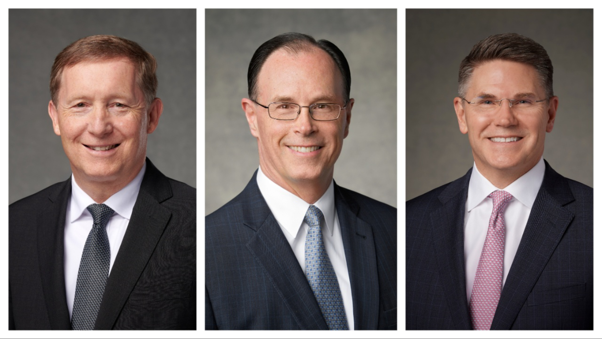 The Church of Jesus Christ of Latter-day Saints announced its newest Presiding Bishopric Friday: Presiding Bishop W. Christopher Waddell, middle, with Bishop L. Todd Budge, left, as first counselor, and Bishop Sean Douglas as second counselor.