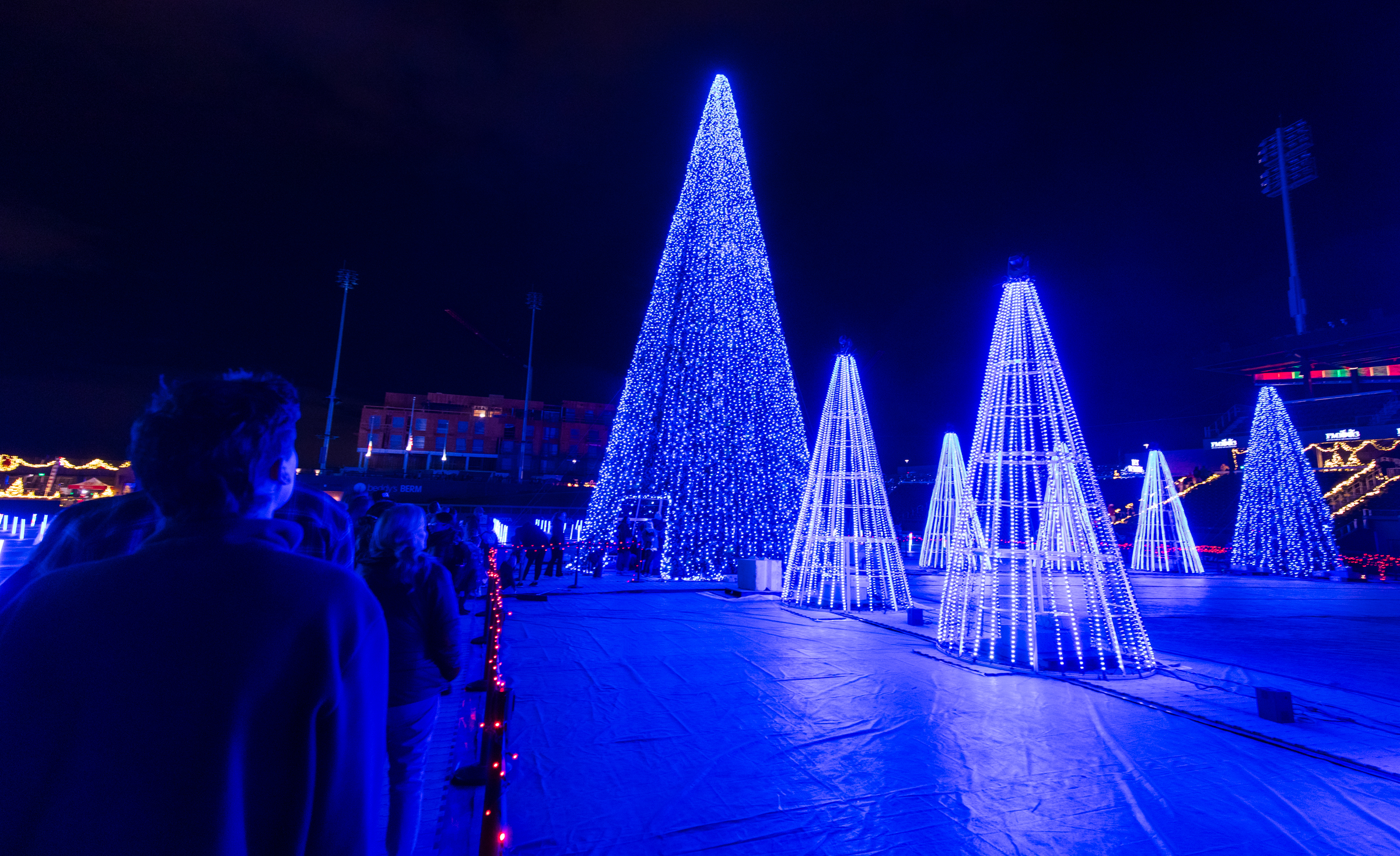 People view the Christmas lights as part of Holiday Lights at the Ballpark at America First Square in South Jordan on Friday.