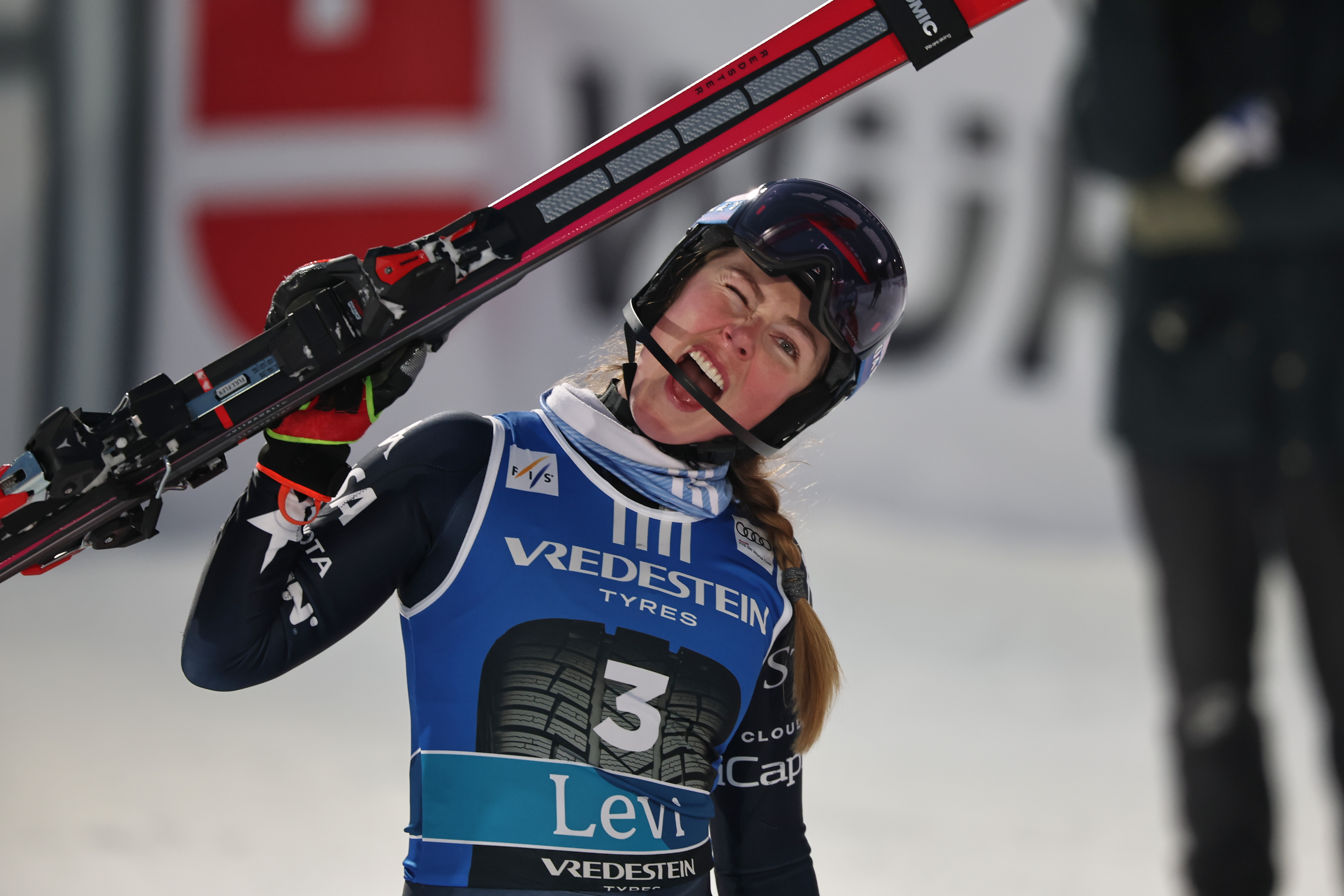 US ski star Shiffrin dominates 1st World Cup slalom of Olympic season for career win 102