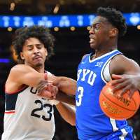 Dybantsa goes for 25 in No. 7 BYU's 2-point loss to No. 3 UConn in Boston