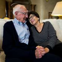High school sweethearts loving and laughing 70 years later